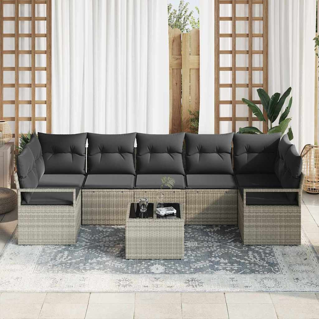 Garten-Sofa-Set 8 pcs Hellgrau und Dunkelgrau 55 x 55 x 37 cm